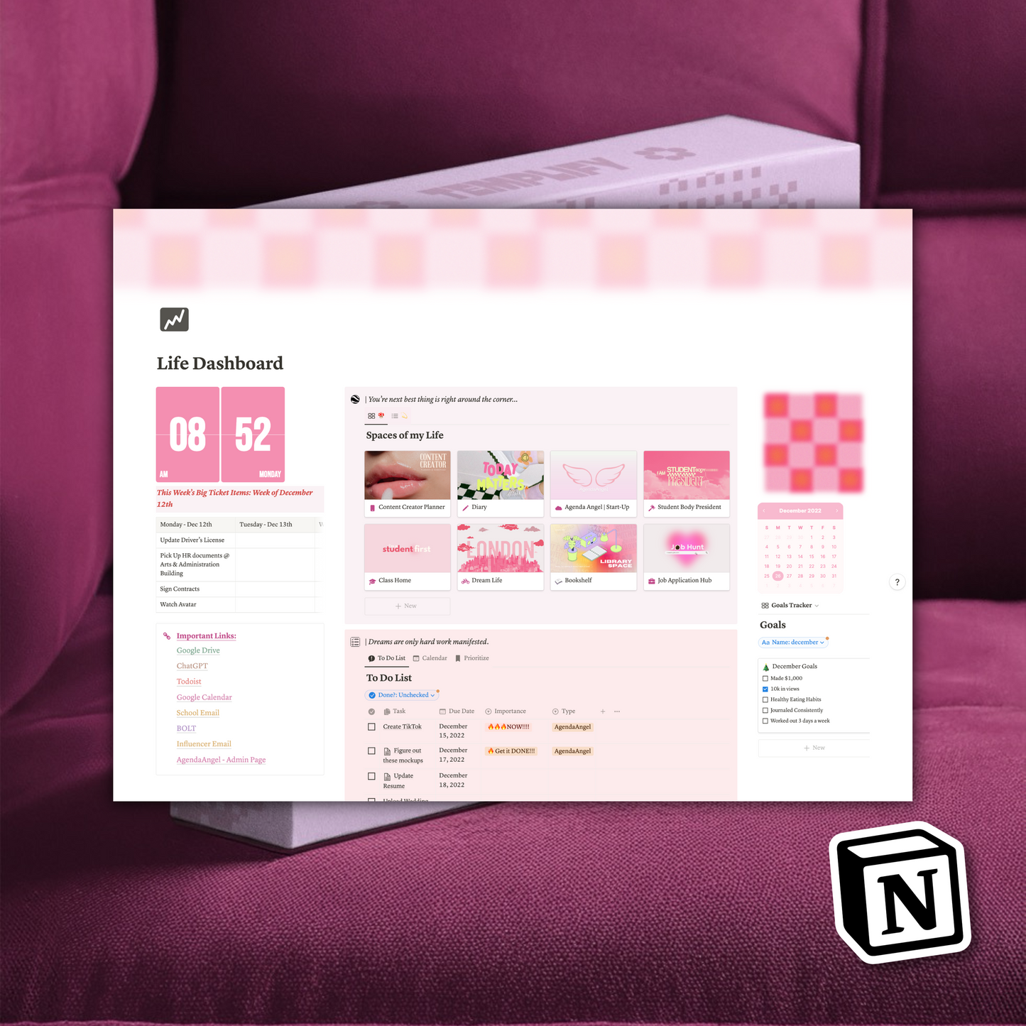 Ultimate Life Dashboard | Notion Template