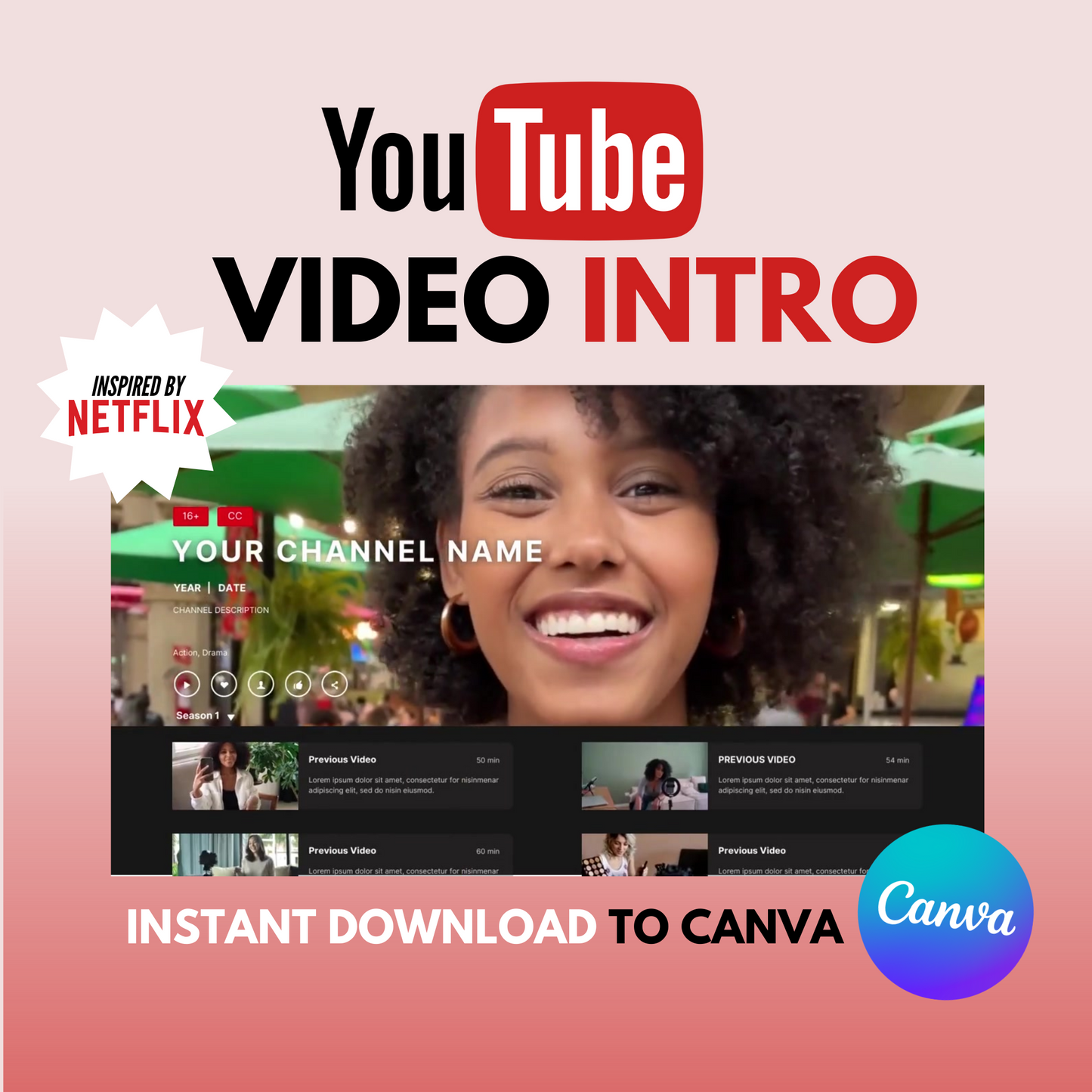 Netflix Inspired Youtube Intro - Canva Template